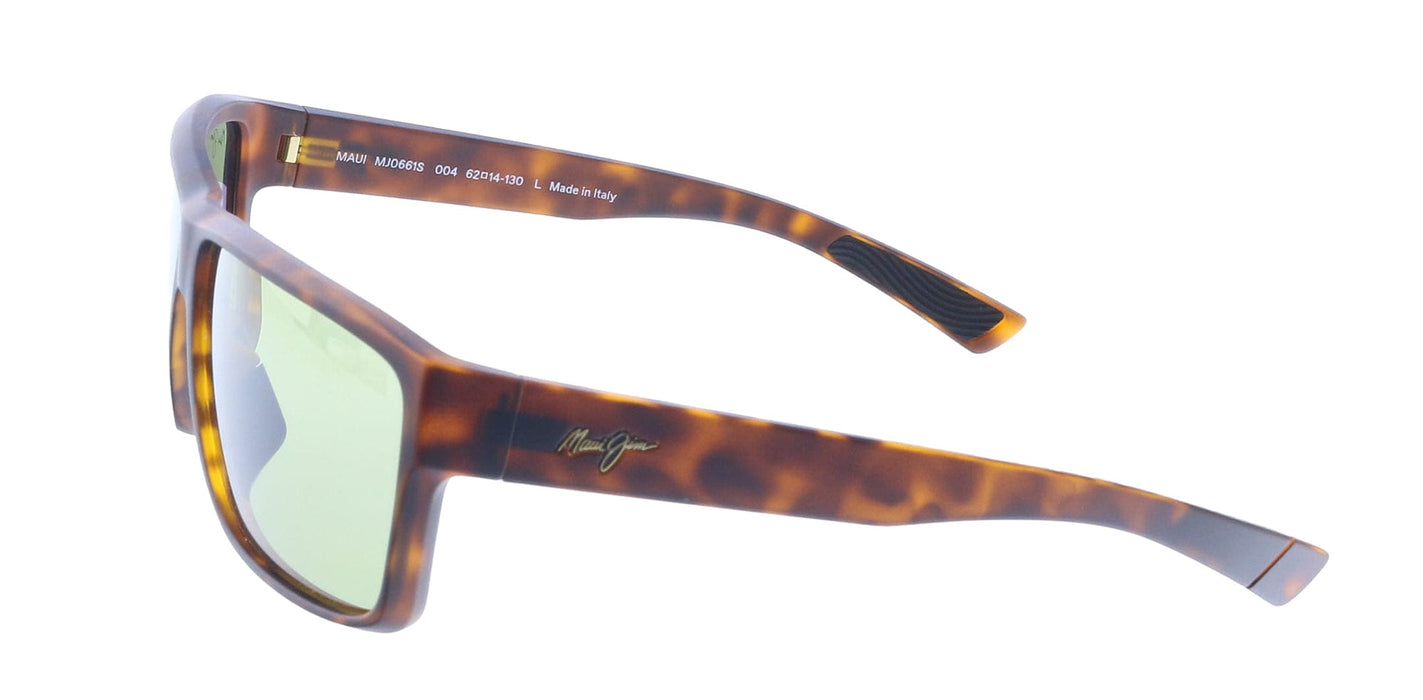Maui Jim MJ0661S004 Matte Dark Havana Wrap Sunglasses Green Polarized