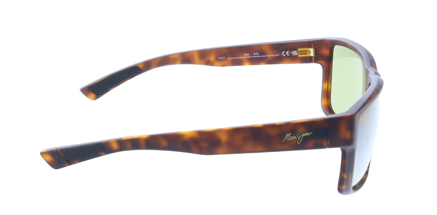 Maui Jim MJ0661S004 Matte Dark Havana Wrap Sunglasses Green Polarized