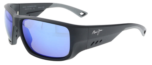 Maui Jim MJ0663S001 Polished Black Square Sunglasses Blue Hawaiian Mirror