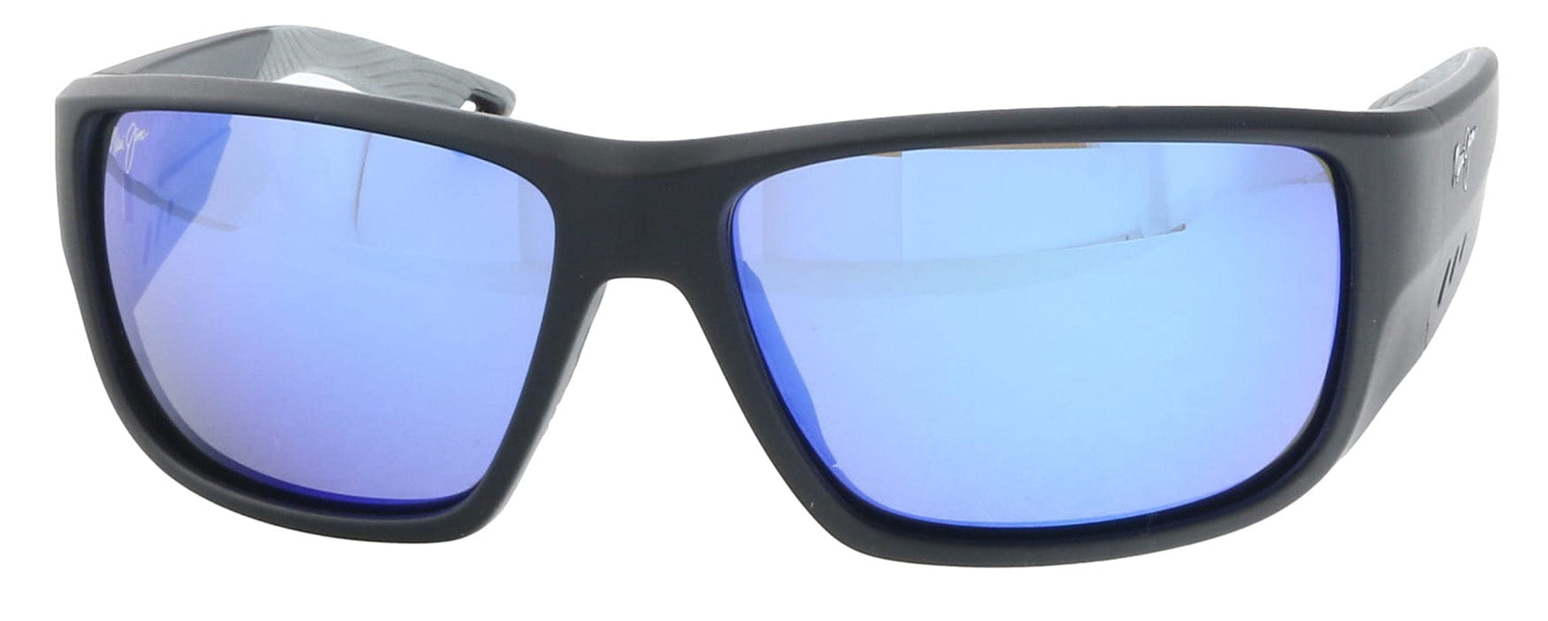 Maui Jim MJ0663S001 Polished Black Square Sunglasses Blue Hawaiian Mirror