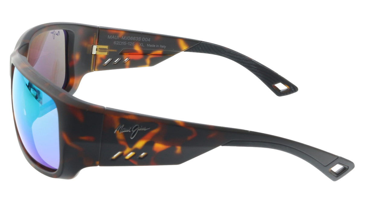 Maui Jim MJ0663S004 Brown Square Wrap Sunglasses Green Mirror