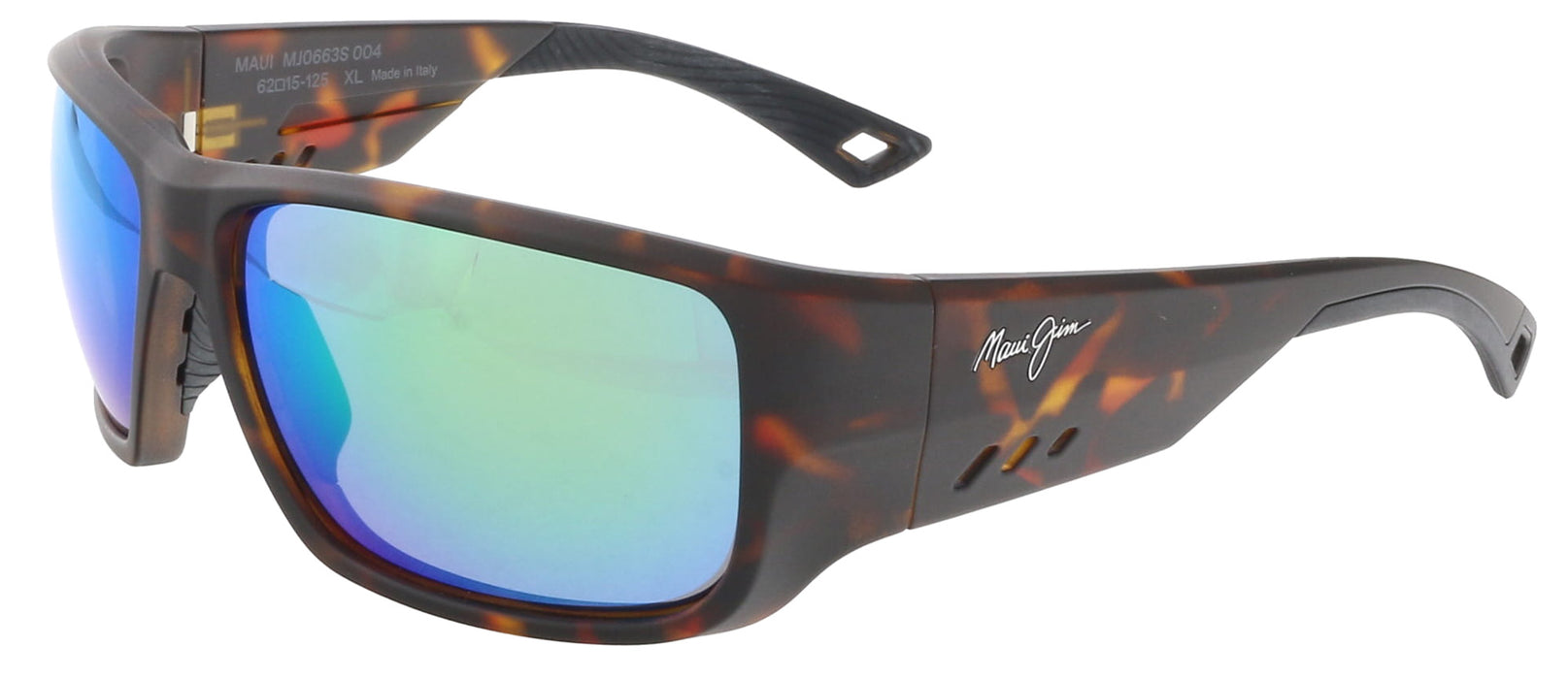 Maui Jim MJ0663S004 Brown Square Wrap Sunglasses Green Mirror