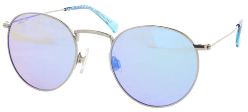 Maui Jim MJ0667S003 Silver Round Sunglasses Blue Hawaii Mirror