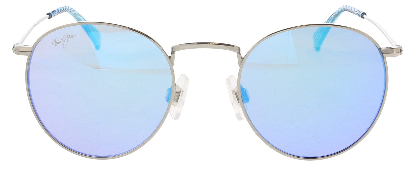 Maui Jim MJ0667S003 Silver Round Sunglasses Blue Hawaii Mirror
