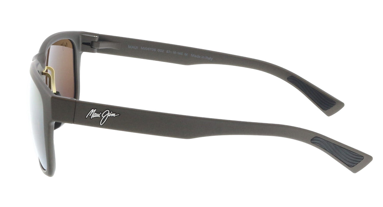 Maui Jim MJ0670S-002 Matte Brown Square Sunglasses Bronze Polarized Lens