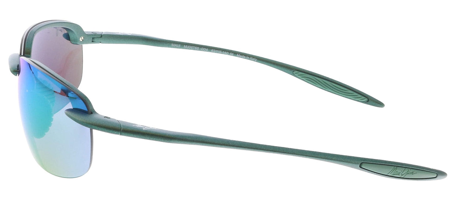 Maui Jim MJ0676S-004 Sleek Matte Green Rimless Green Mirror Polarized