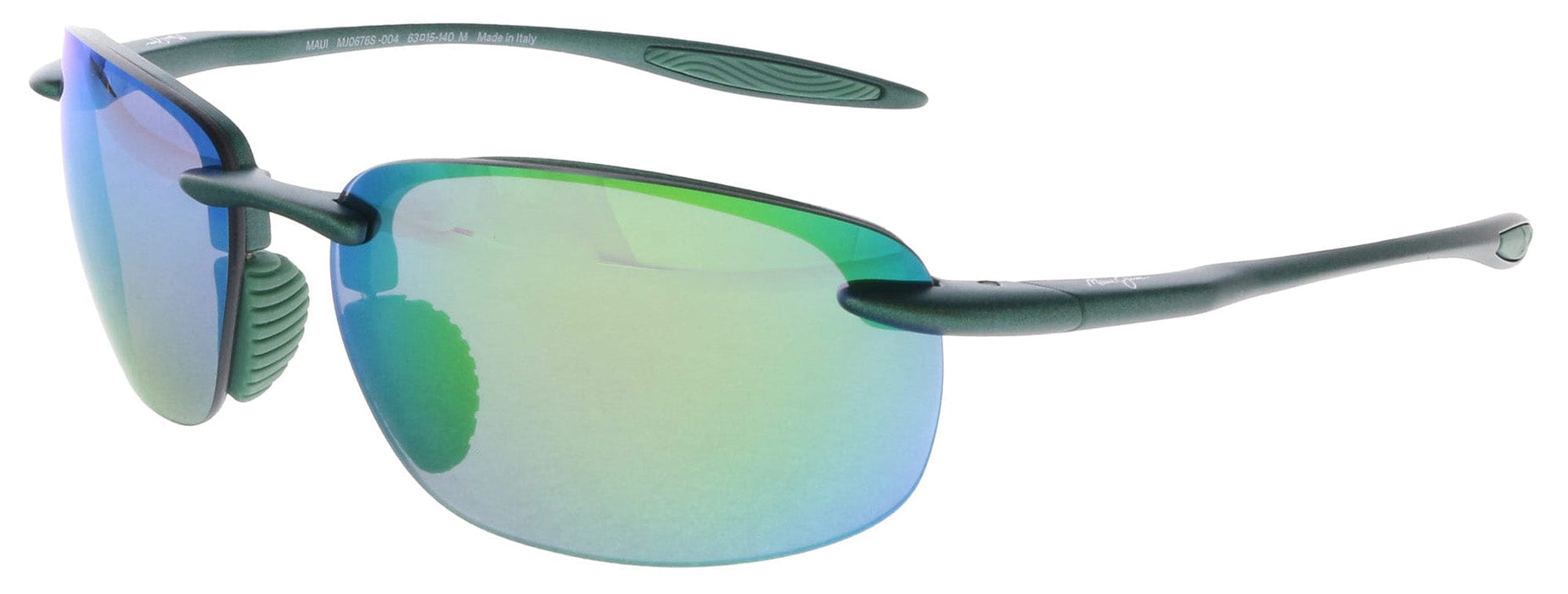 Maui Jim MJ0676S-004 Sleek Matte Green Rimless Green Mirror Polarized