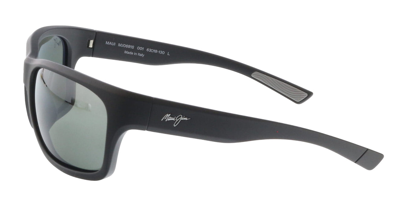 Maui Jim MJ0681S-001 Sleek Matte Black Wrap Grey Polarized