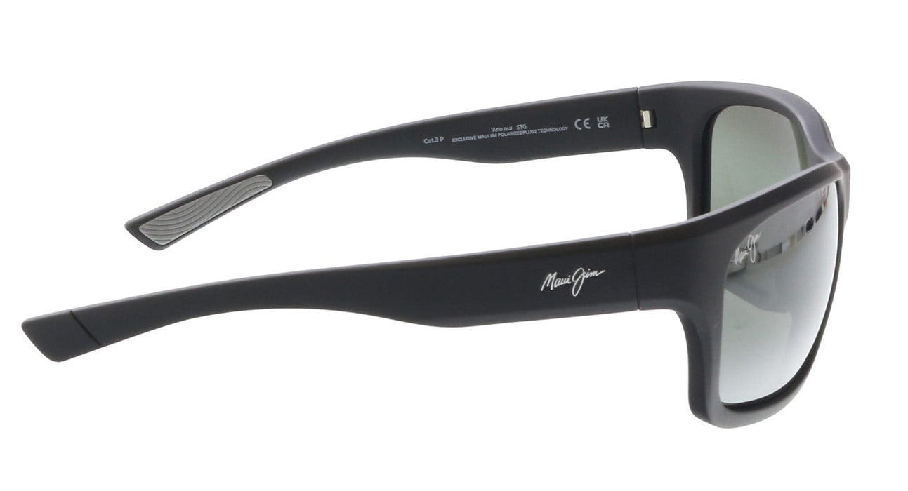 Maui Jim MJ0681S-001 Sleek Matte Black Wrap Grey Polarized