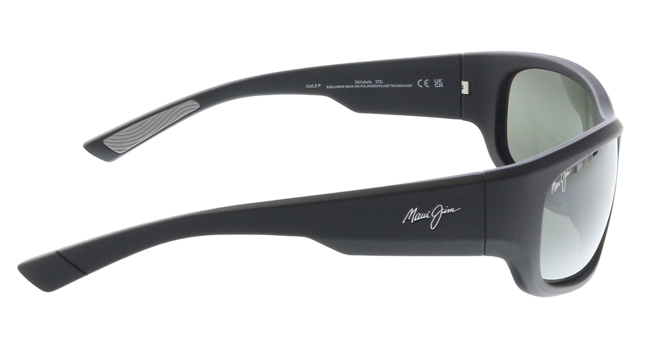 Maui Jim MJ0682S-001 Sleek Black Rectangular Wrap Gradient Grey Polarized