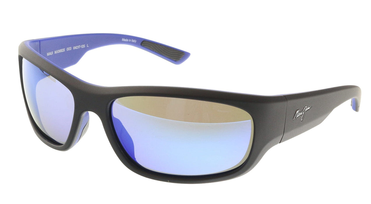 Maui Jim MJ0682S-003 Bold Black Wrap Blue Hawaii Polarized Mirrors