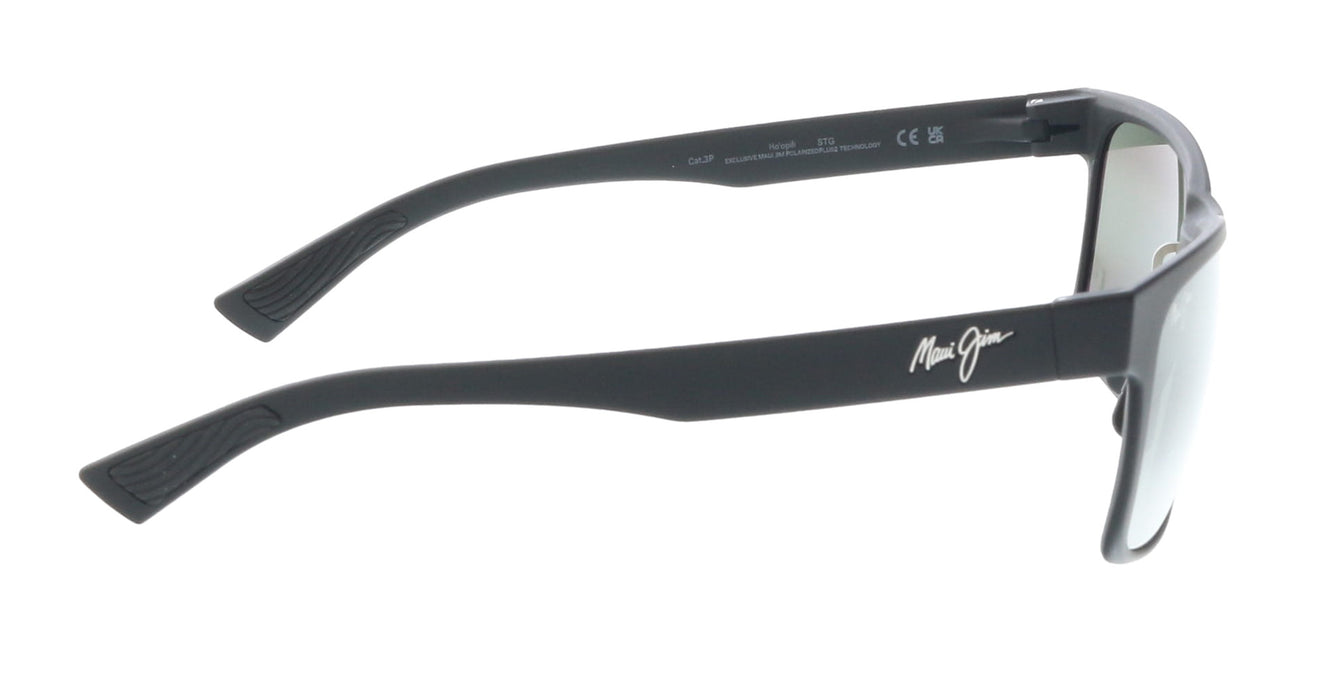 Maui Jim MJ0683S-001 Sleek Matte Black Square Grey Polarized Glass