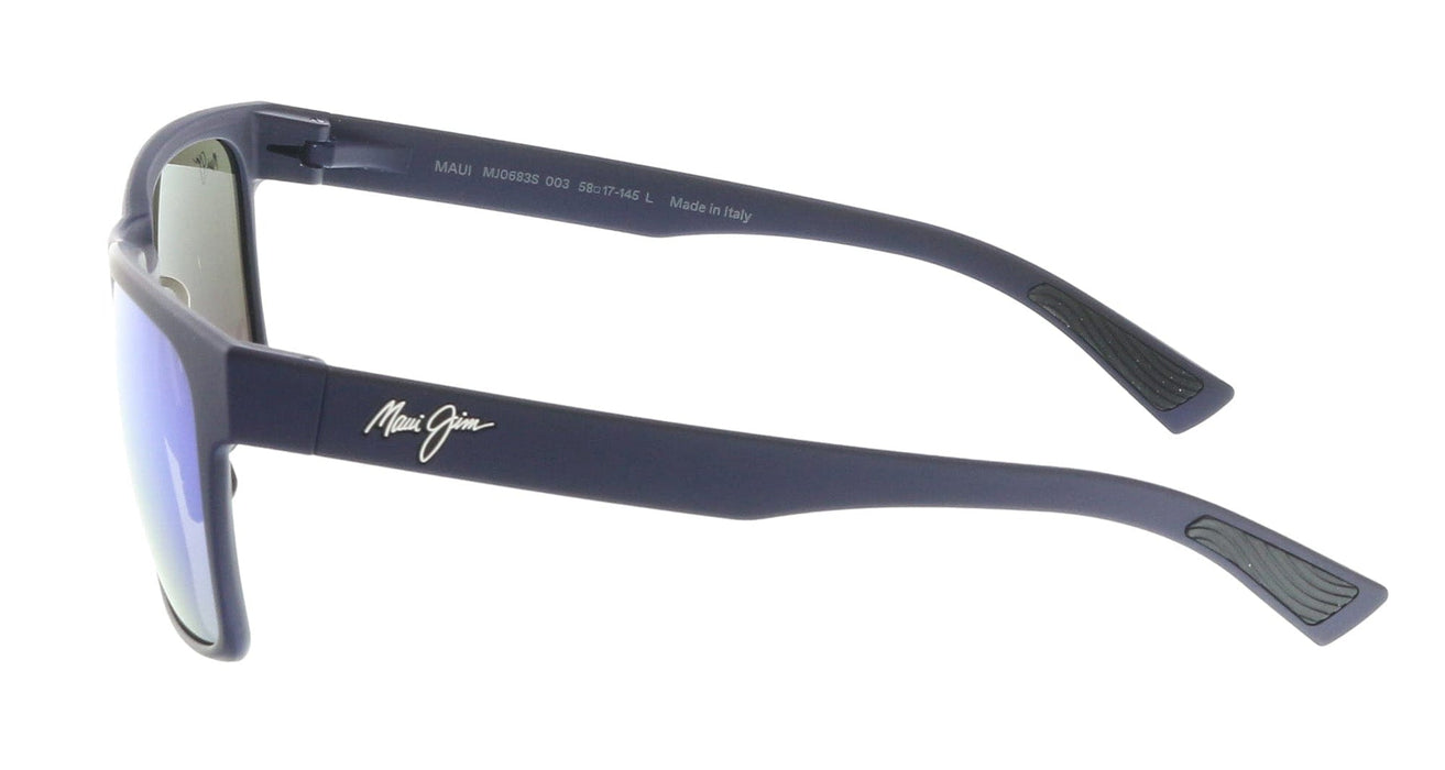 Maui Jim MJ0683S-003 Matte Blue Frame Square Blue Hawaii Mirror Lens
