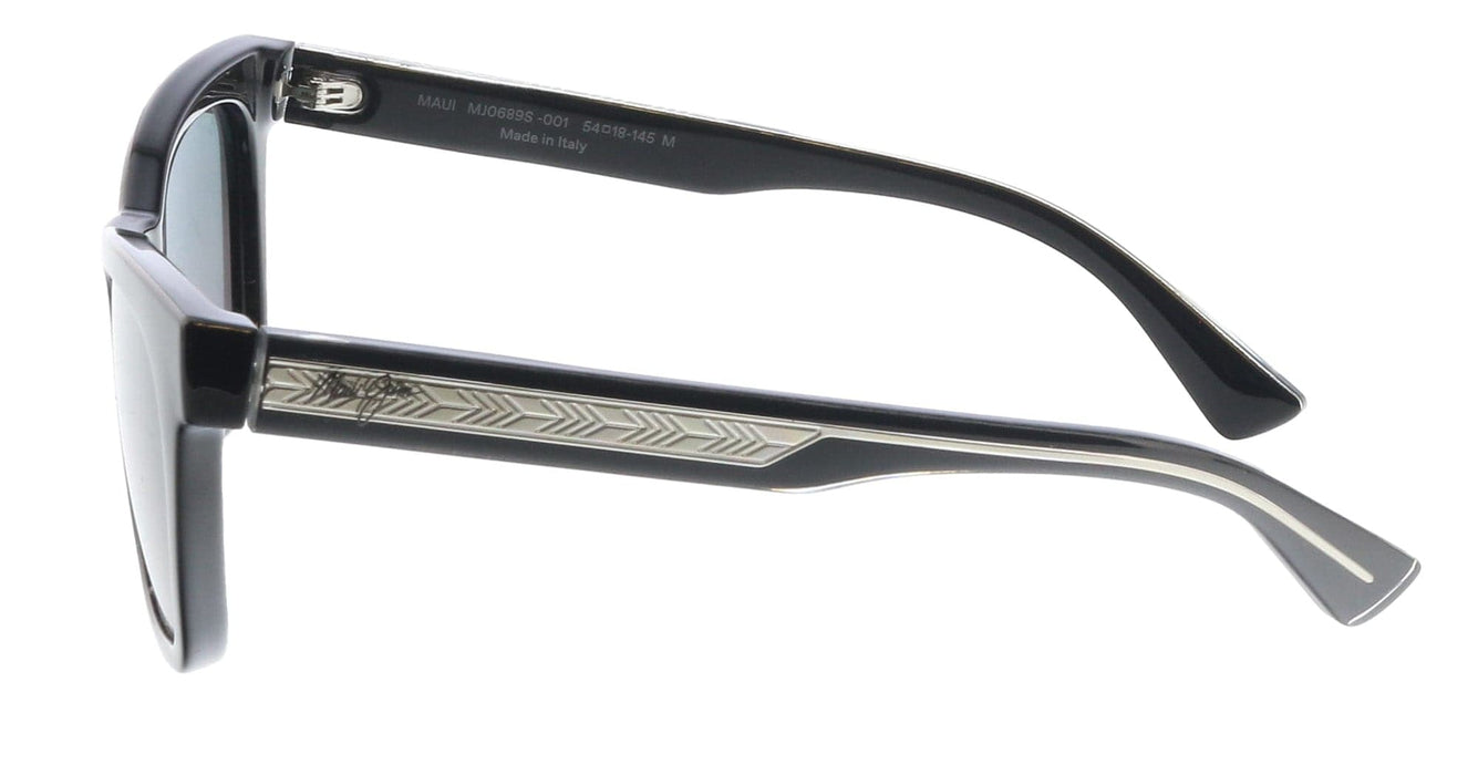 Maui Jim MJ0689S-001 Sleek Black Butterfly Sunglasses Grey Polarized Lenses