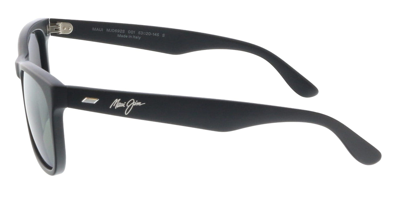 Maui Jim MJ0692S-001 Classic Matte Black Square Sunglasses Grey Polarized
