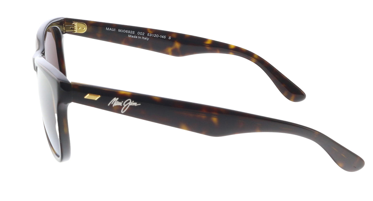 Maui Jim MJ0692S-002 Shiny Dark Havana Square Acetate Sunglasses Bronze
