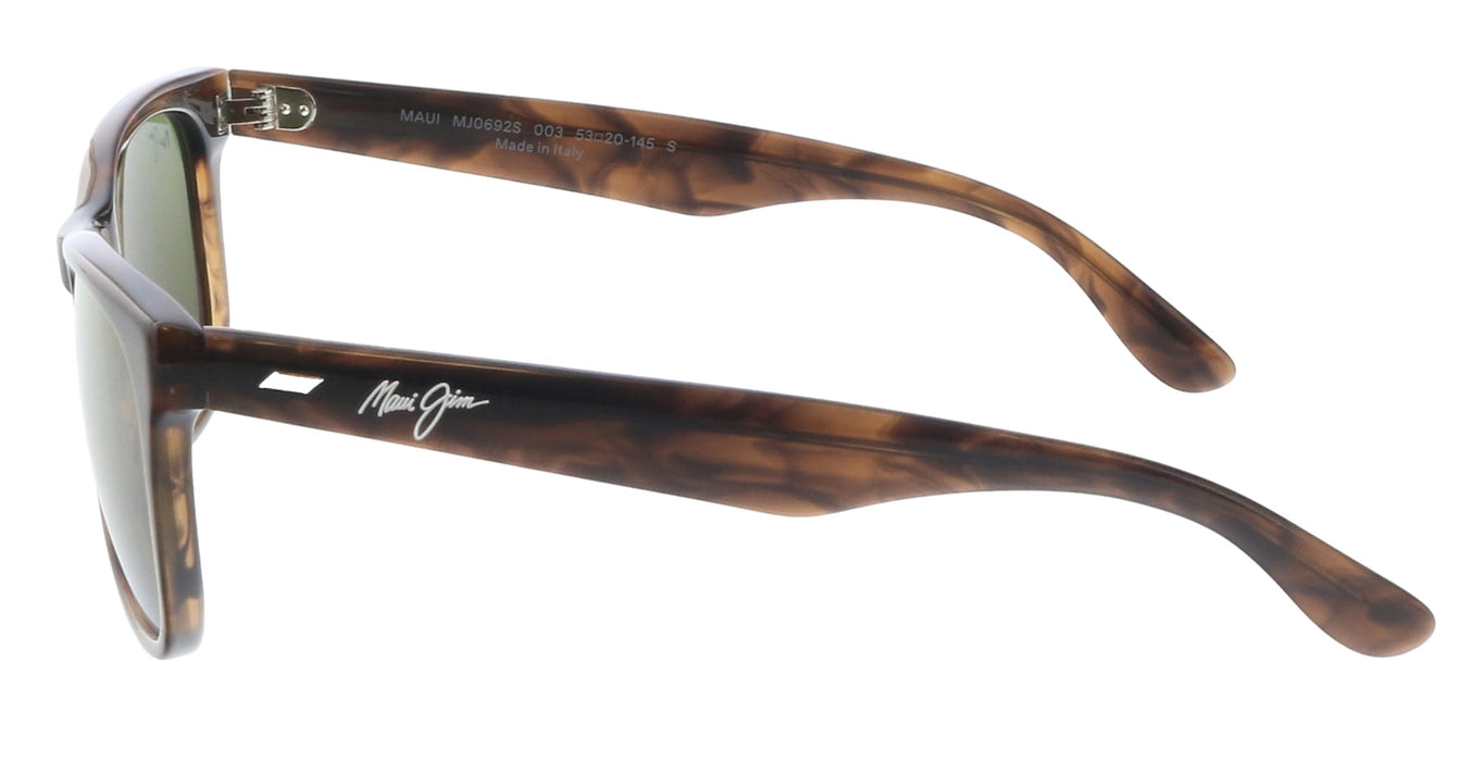 Maui Jim MJ0692S-003 Glossy Brown Havana Square Acetate Sunglasses Green