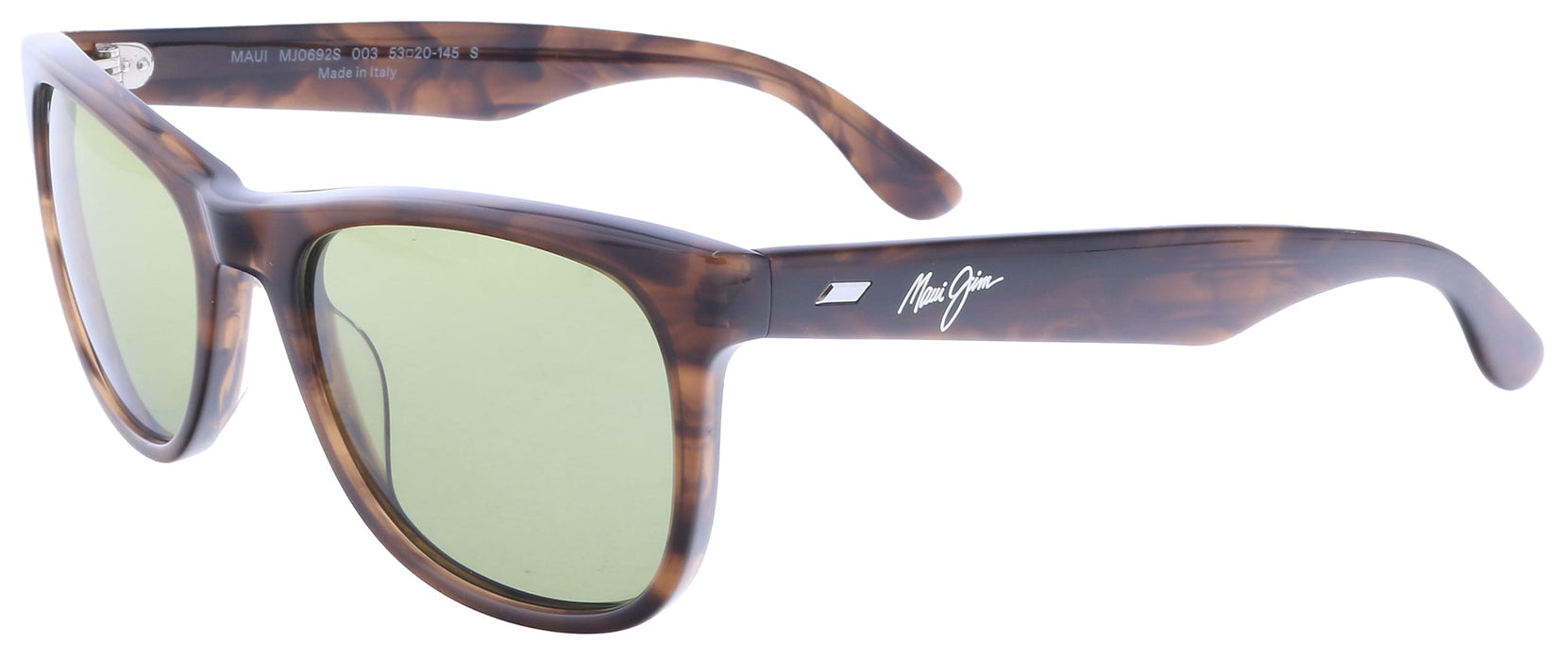 Maui Jim MJ0692S-003 Glossy Brown Havana Square Acetate Sunglasses Green