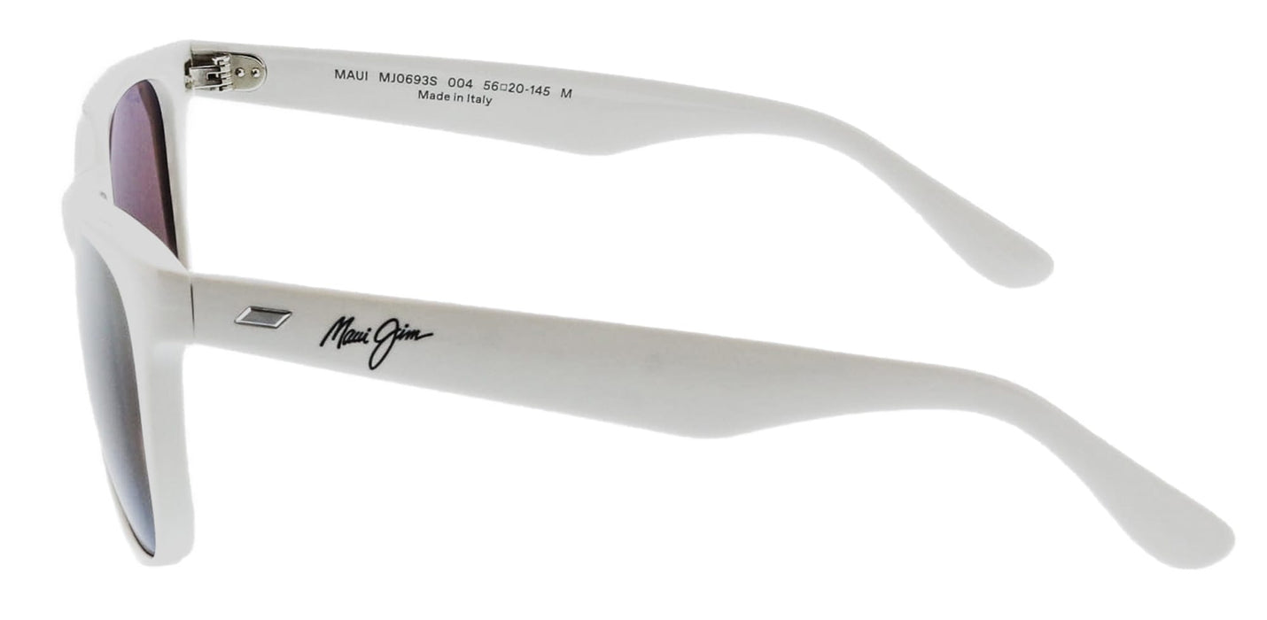 Maui Jim MJ0693S-004 Crisp White Square Acetate Sunglasses Warm Brown