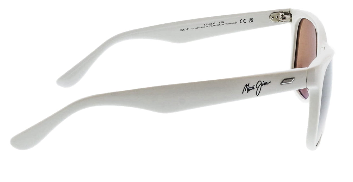 Maui Jim MJ0693S-004 Crisp White Square Acetate Sunglasses Warm Brown