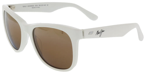 Maui Jim MJ0693S-004 Crisp White Square Acetate Sunglasses Warm Brown