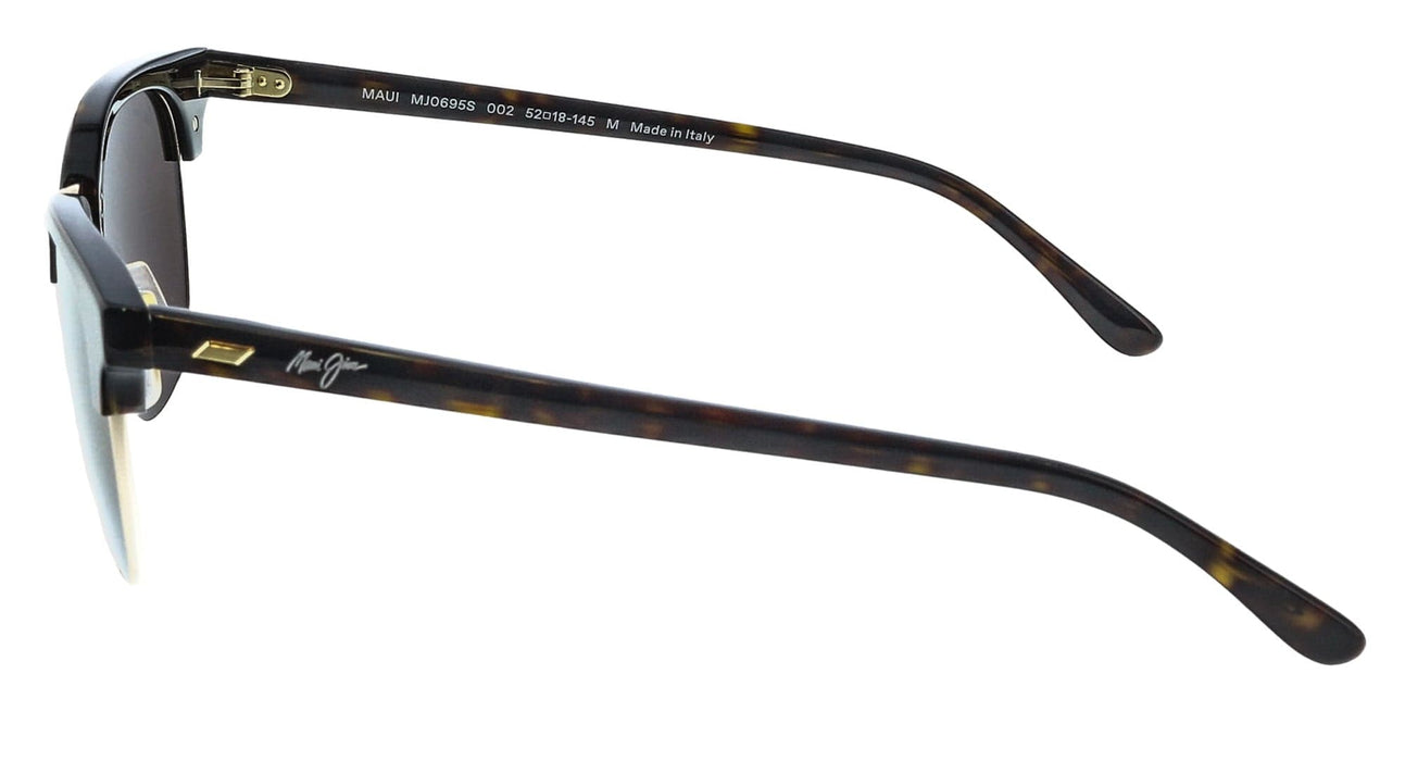 Maui Jim MJ0695S-002 Glossy Dark Havana Round Square Acetate Sunglasses