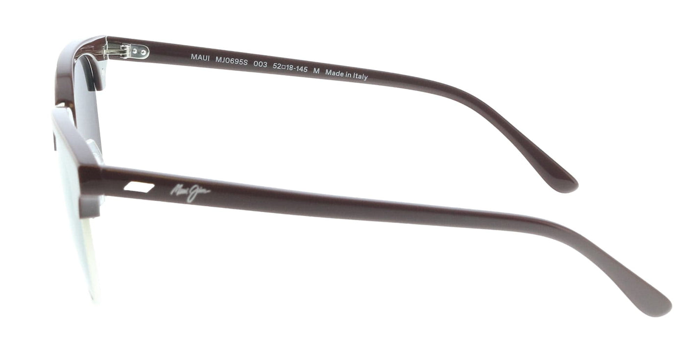 Maui Jim MJ0695S-003 Shiny Solid Brown Square Sunglasses Neutral Grey Lens