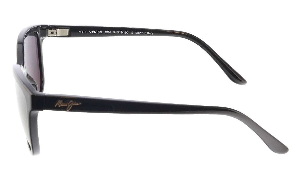 Maui Jim MJ0758S-004 Shiny Black Geometric Cat-Eye Sunglasses Polarized