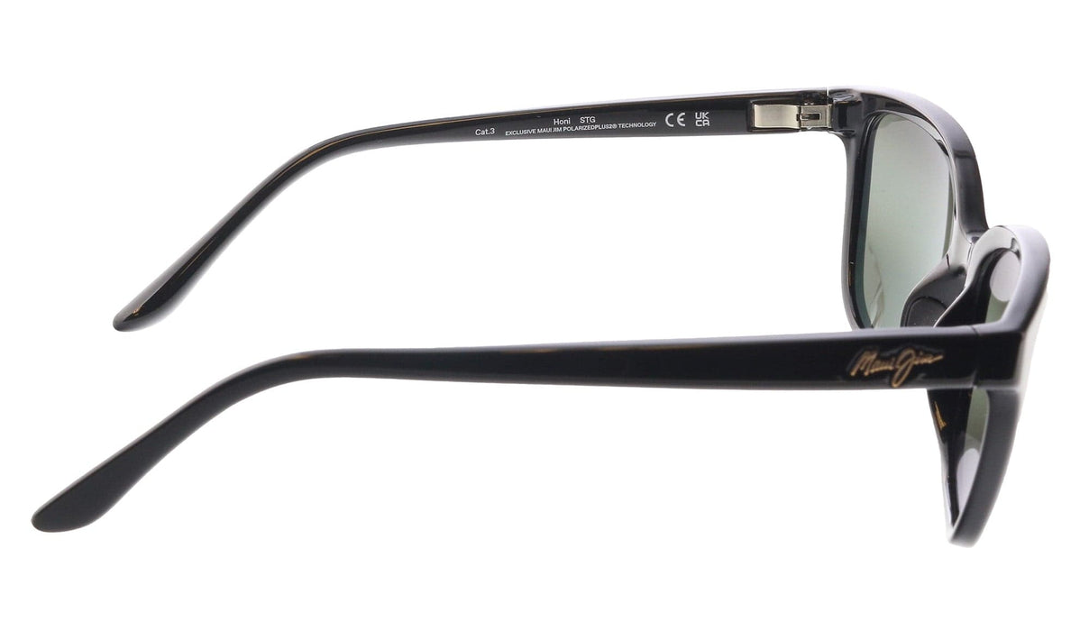 Maui Jim MJ0758S-004 Shiny Black Geometric Cat-Eye Sunglasses Polarized