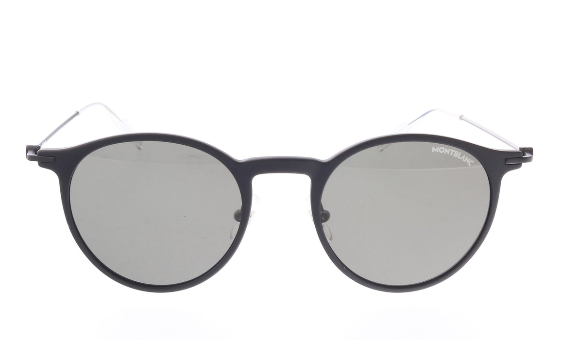 Montblanc MB0097S-009 Classic Black Round Sunglasses Minimalist Elegance