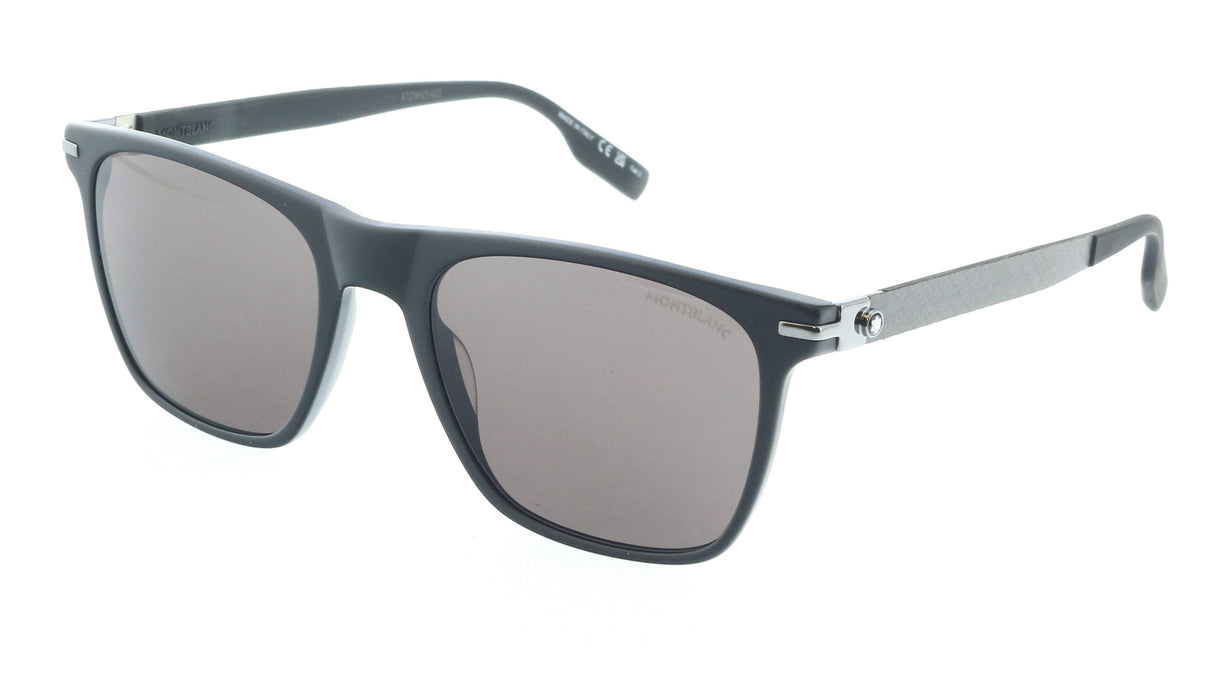 Montblanc MB0248S-001 Matte Black Square Sunglasses Modern Performance Style