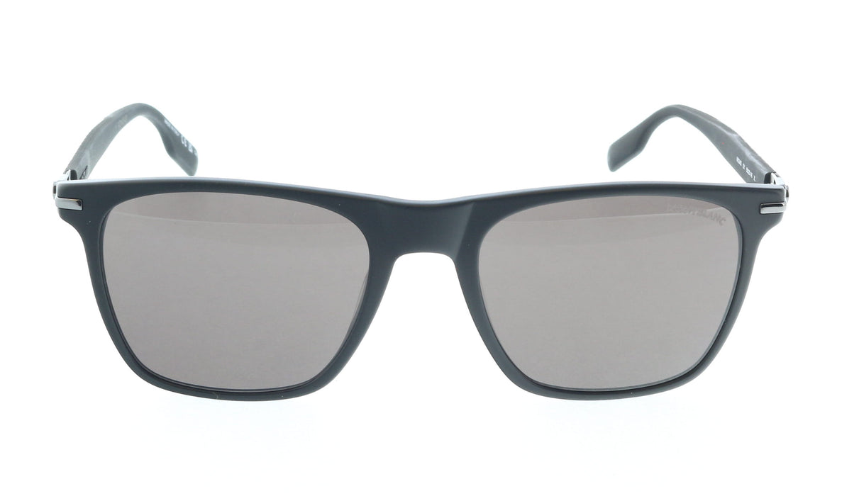 Montblanc MB0248S-001 Matte Black Square Sunglasses Modern Performance Style
