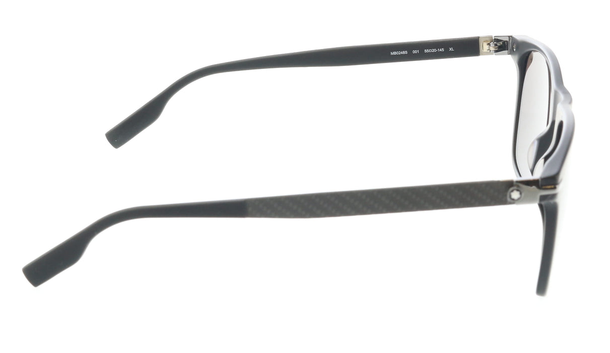 Montblanc MB0248S-001 Matte Black Square Sunglasses Modern Performance Style