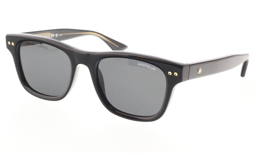 Montblanc MB0254S-001 Bold Black Square Sunglasses with Gold Detailing