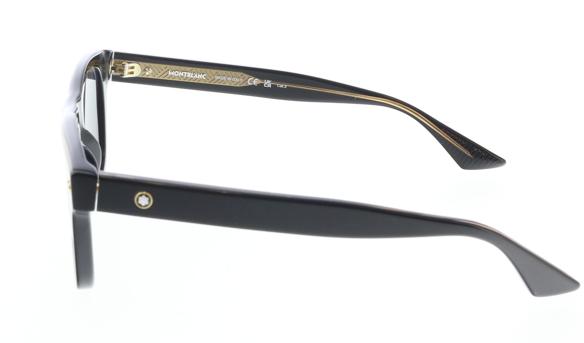 Montblanc MB0254S-001 Bold Black Square Sunglasses with Gold Detailing