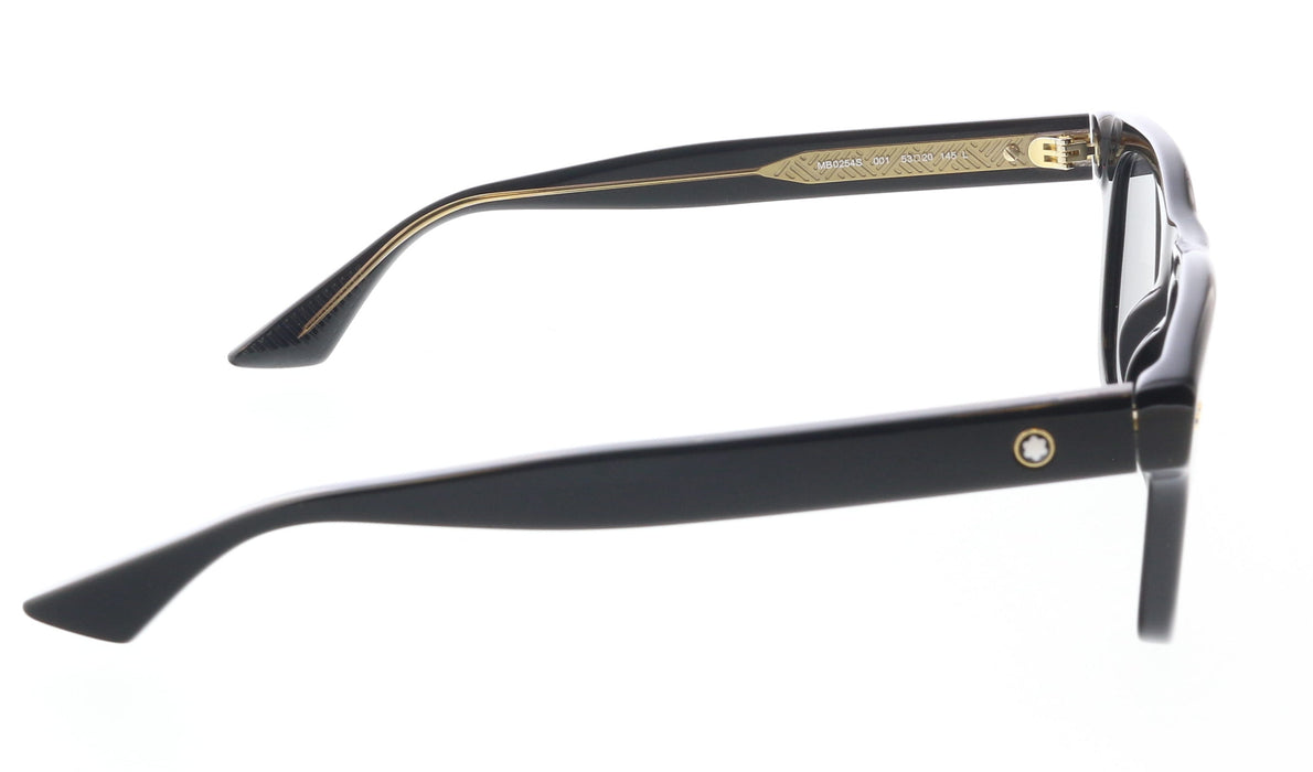 Montblanc MB0254S-001 Bold Black Square Sunglasses with Gold Detailing