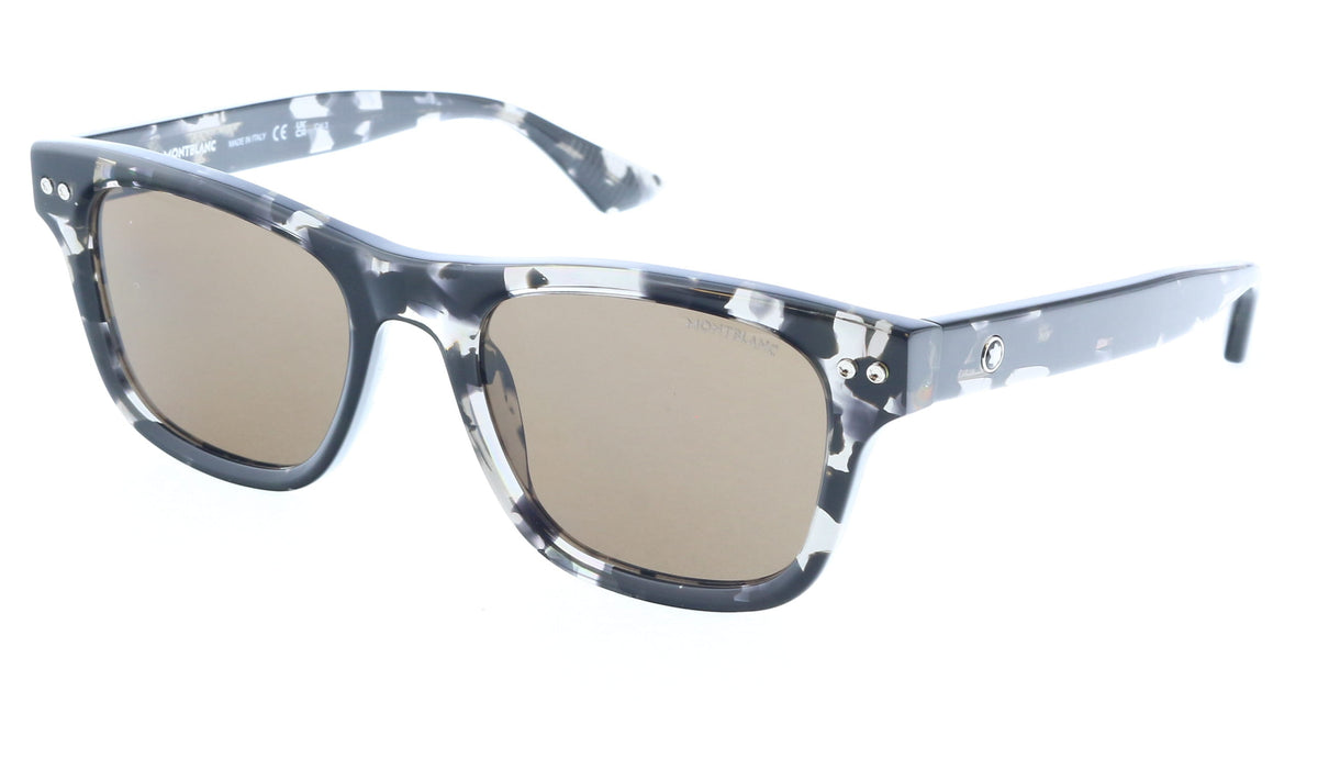 Montblanc MB0254S-008 Black & White Marble Sunglasses Bold Luxury Artistry