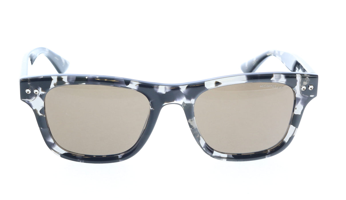 Montblanc MB0254S-008 Black & White Marble Sunglasses Bold Luxury Artistry