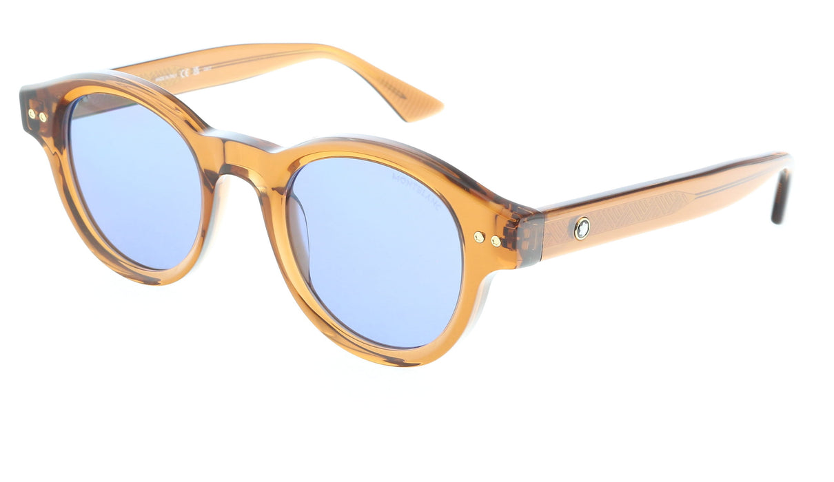 Montblanc MB0287S-003 Amber Brown Round Sunglasses Modern Luxury Craft