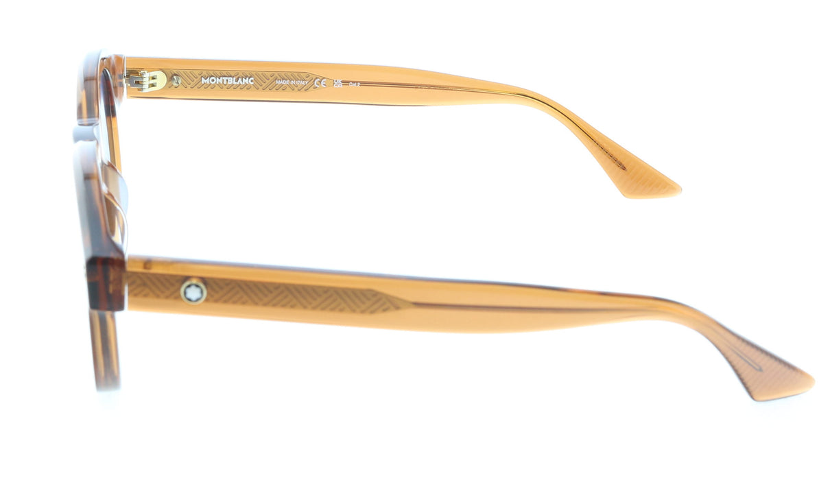 Montblanc MB0287S-003 Amber Brown Round Sunglasses Modern Luxury Craft