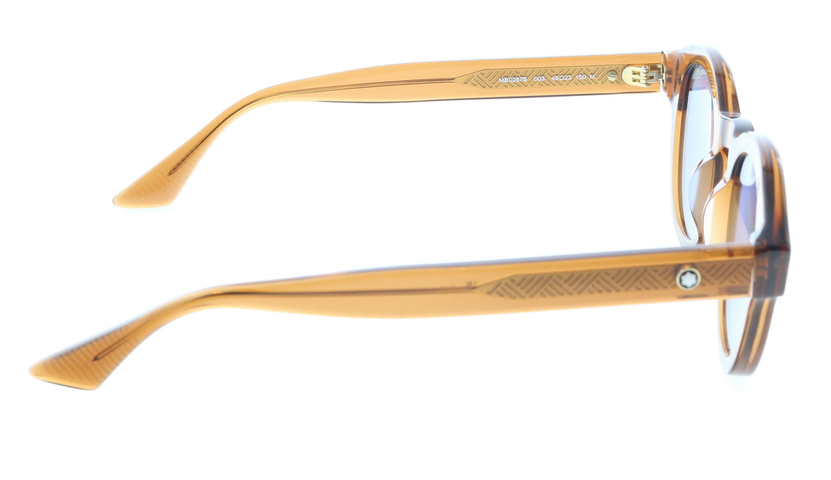 Montblanc MB0287S-003 Amber Brown Round Sunglasses Modern Luxury Craft