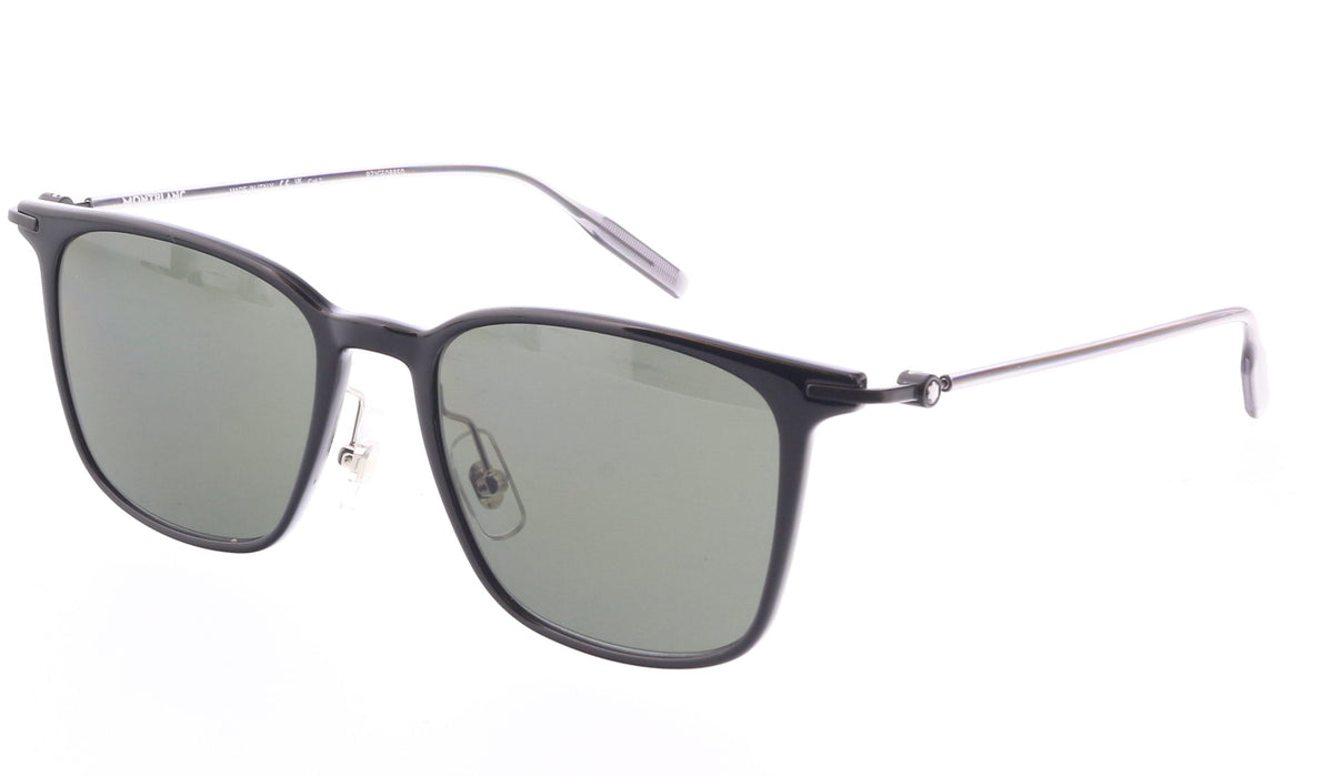 Montblanc MB0354S-001 Slim Black Sunglasses Lightweight Rectangular Style
