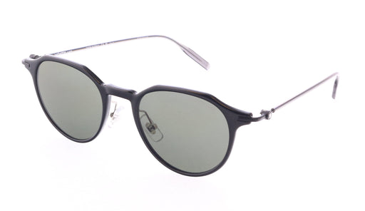 Montblanc MB0355S-001 Black Round Sunglasses Retro Metal Temple Design