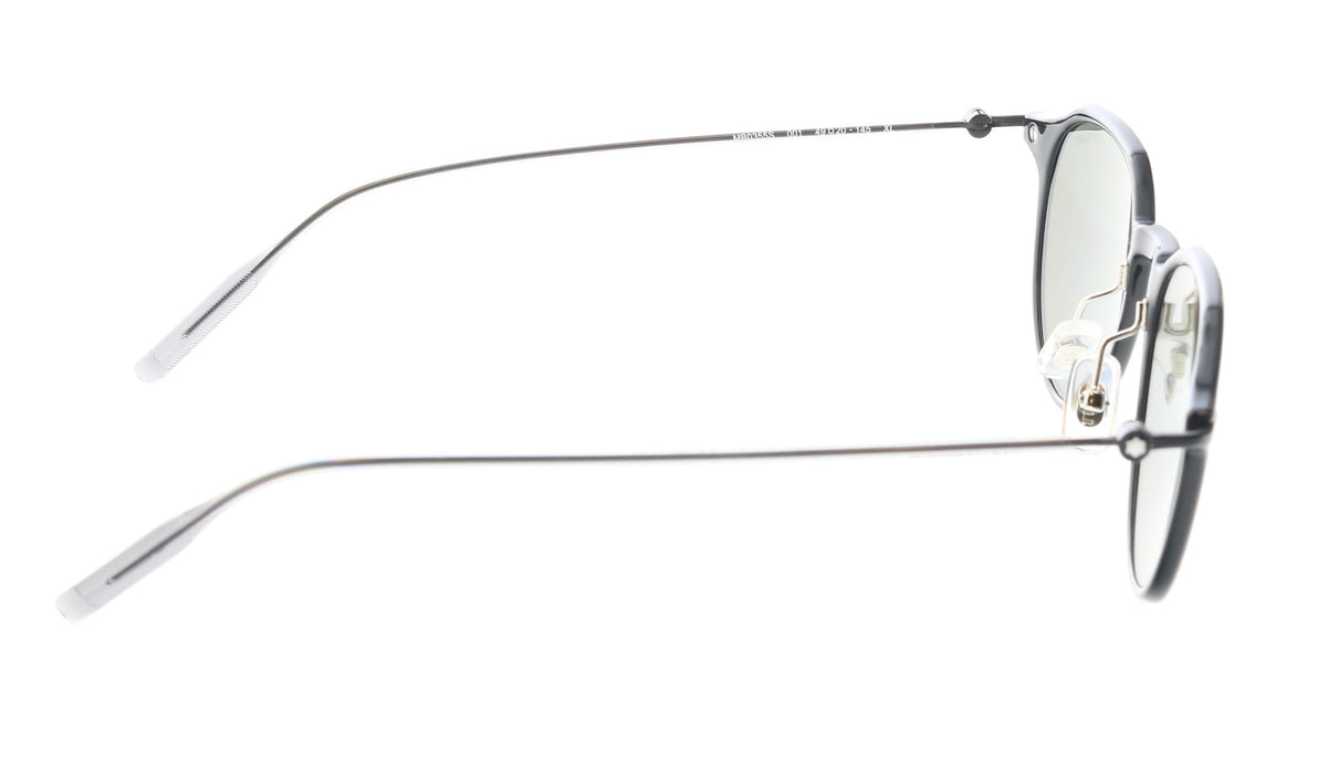 Montblanc MB0355S-001 Black Round Sunglasses Retro Metal Temple Design
