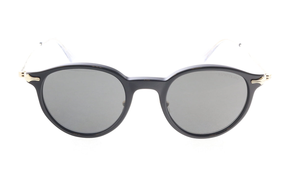 Montblanc MB0362S-001 Black & Gold Round Sunglasses Art Deco Style