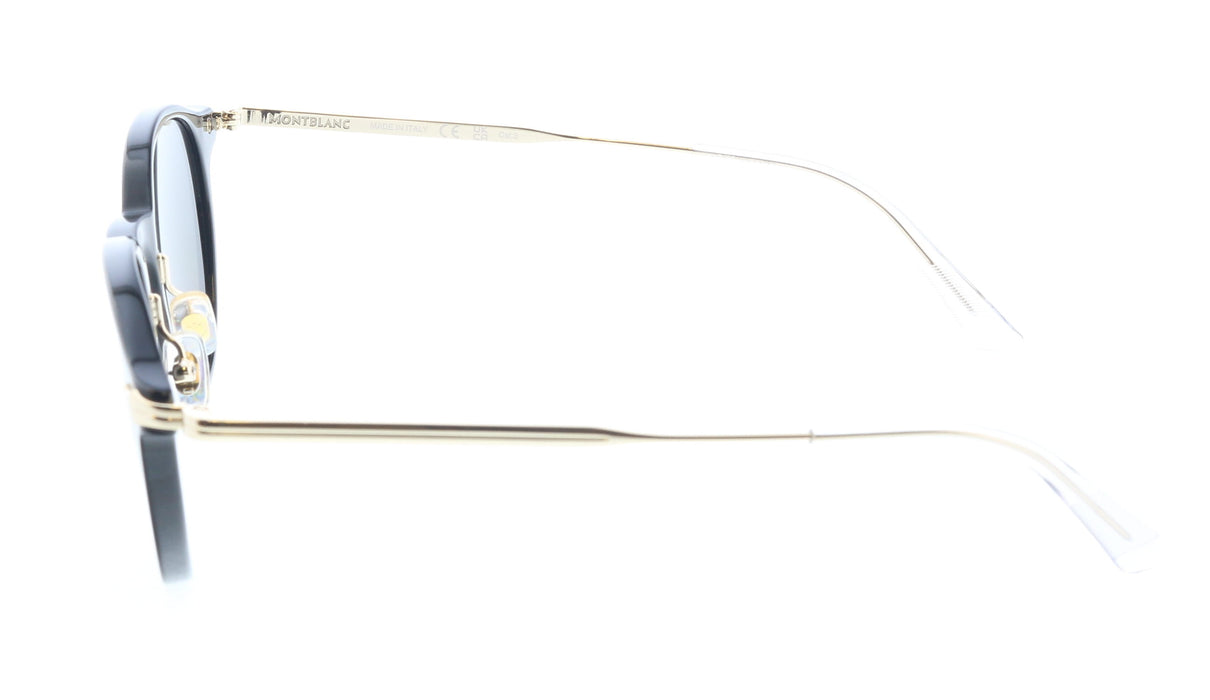 Montblanc MB0362S-001 Black & Gold Round Sunglasses Art Deco Style