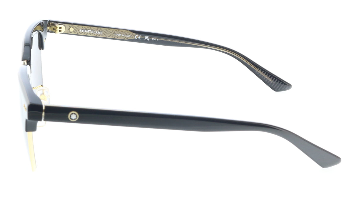 Montblanc MB0382S-001 Black squares Gold Detail Retro Look