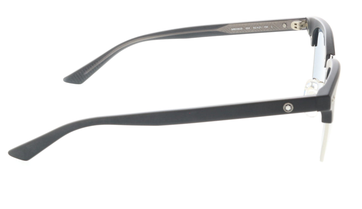 Montblanc MB0382S-002 Black & Silver squares Blue Lens Modern Look