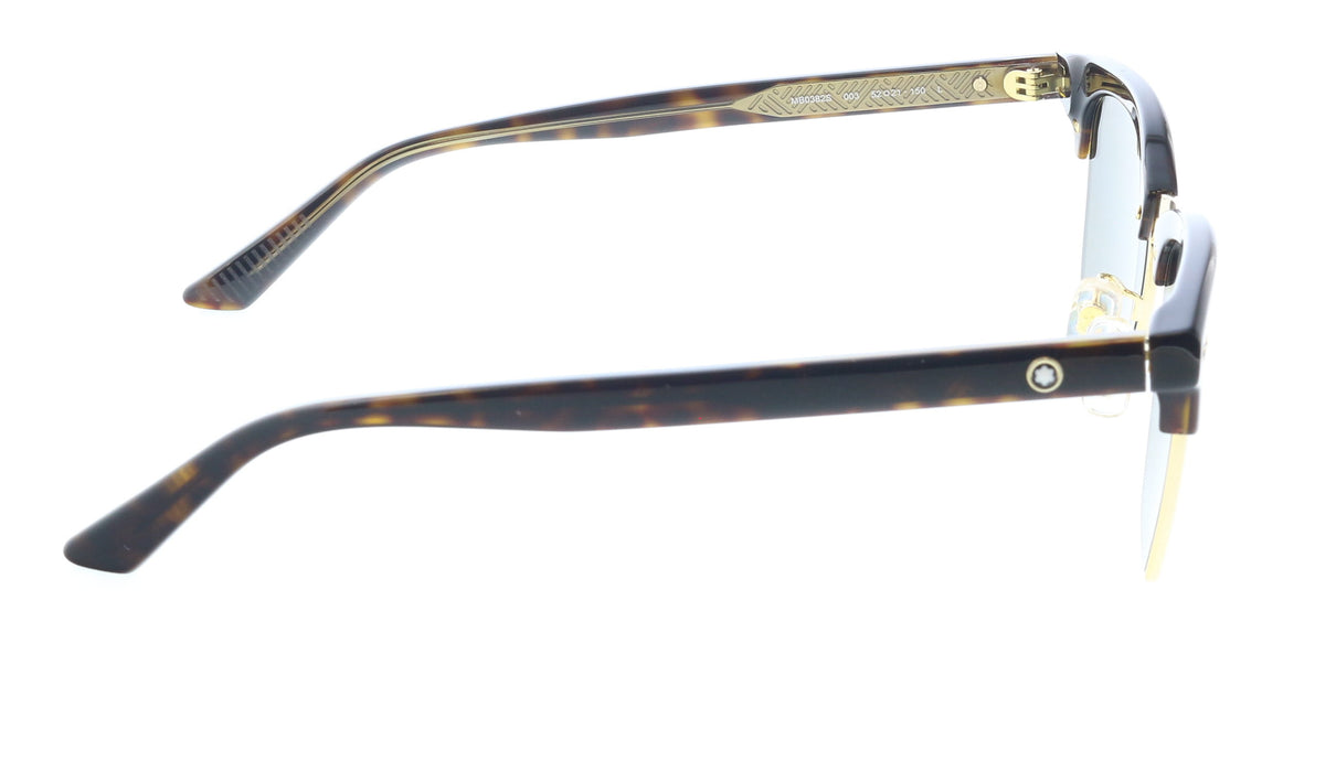 Montblanc MB0382S-003 Tortoise Browline Sunglasses Classic Gold Detail