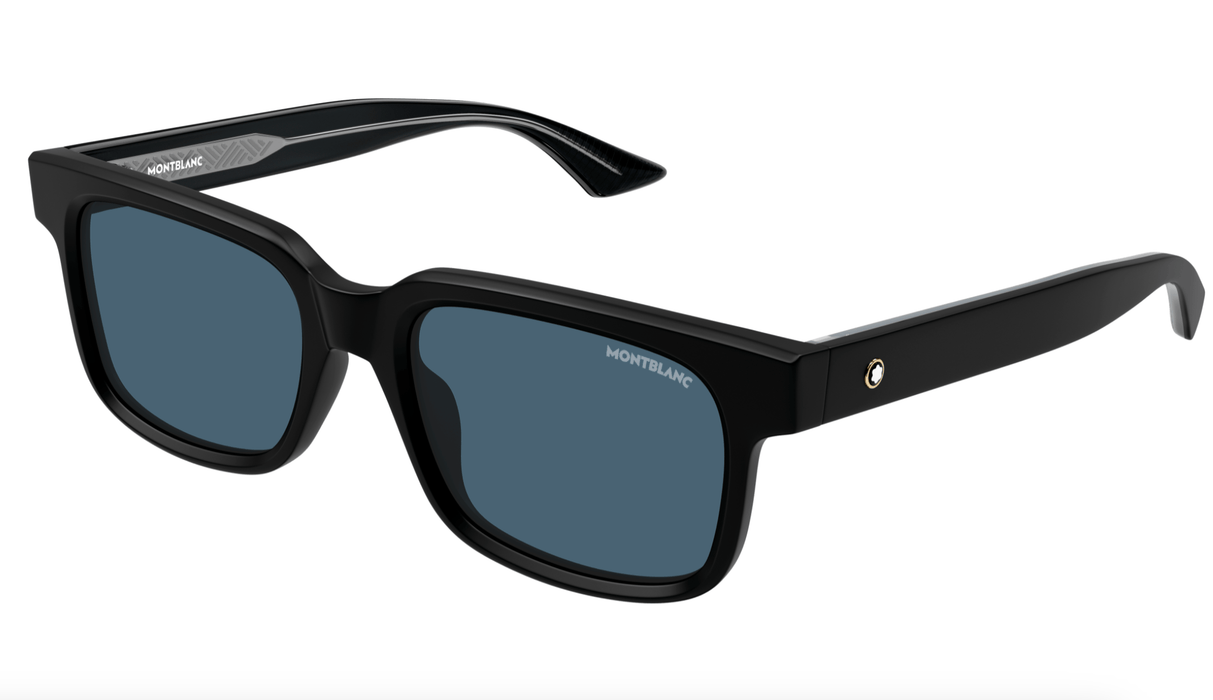 Montblanc MB0383S-003 Matte Black Square Sunglasses Effortless Minimalism